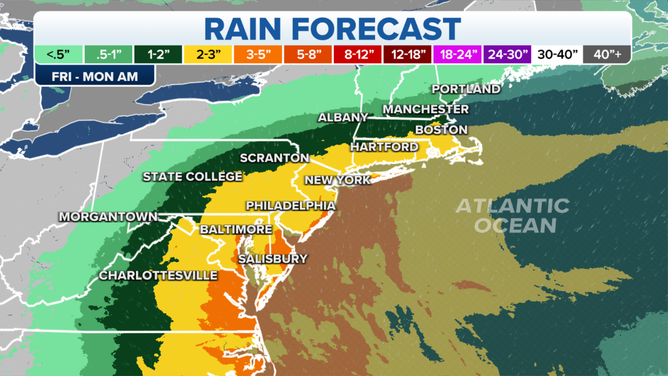 Potential rain from Tropical Storm Ophelia.