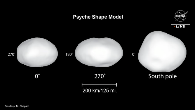 Psyche shape models. A NASA spacecraft will provide the first close-up views of the asteroid in 2029. 