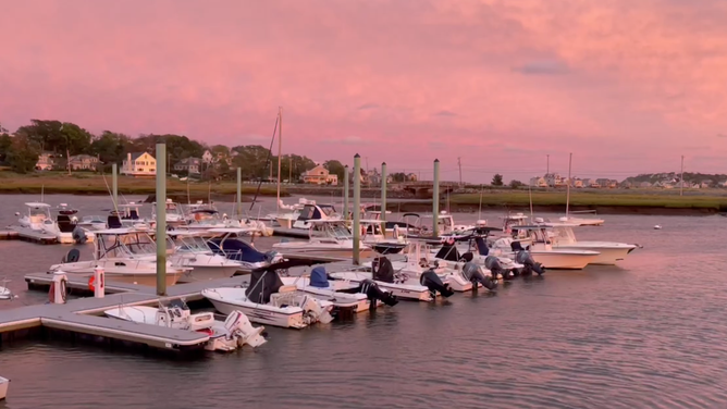 Cotton candy skies during sunset in Scituate, Massachusetts.