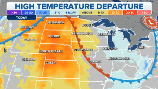 A sweeping ridge of pressure will bring the heat to the Great Lakes by mid week.