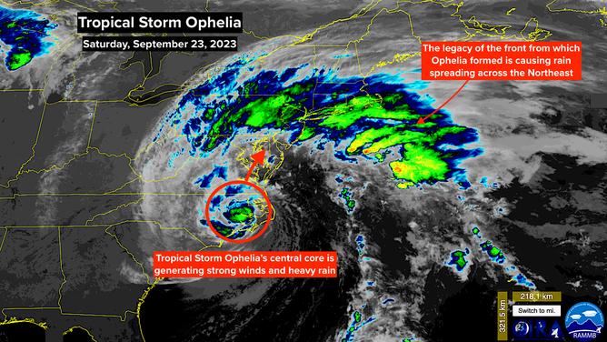 Tropical Storm Ophelia. Sept. 23, 2023.