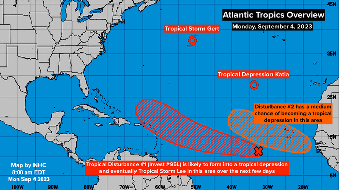 Atlantic Tropics Overview. Sept. 4, 2023.