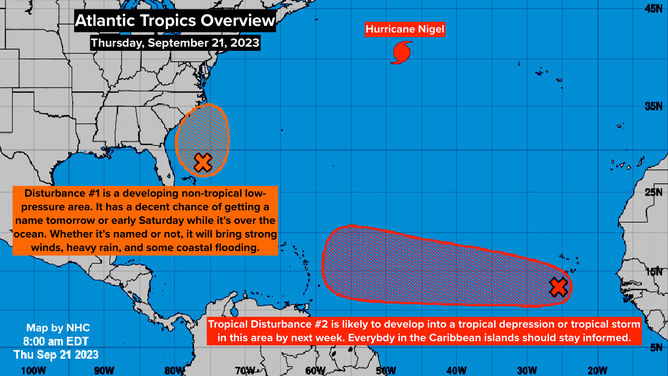 An overview of the tropical Atlantic Ocean on Thursday, September 21, 2023.
