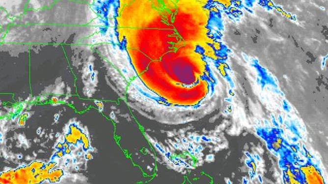 Satellite image of Hurricane Gloria just south of the Outer Banks, North Carolina, on September 26, 1985.