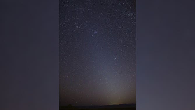 This photo shows the zodiacal light as it appeared on March 1, 2021, in Skull Valley, Utah. 
