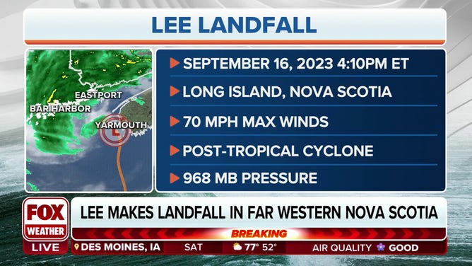 Lee landfall in Canada
