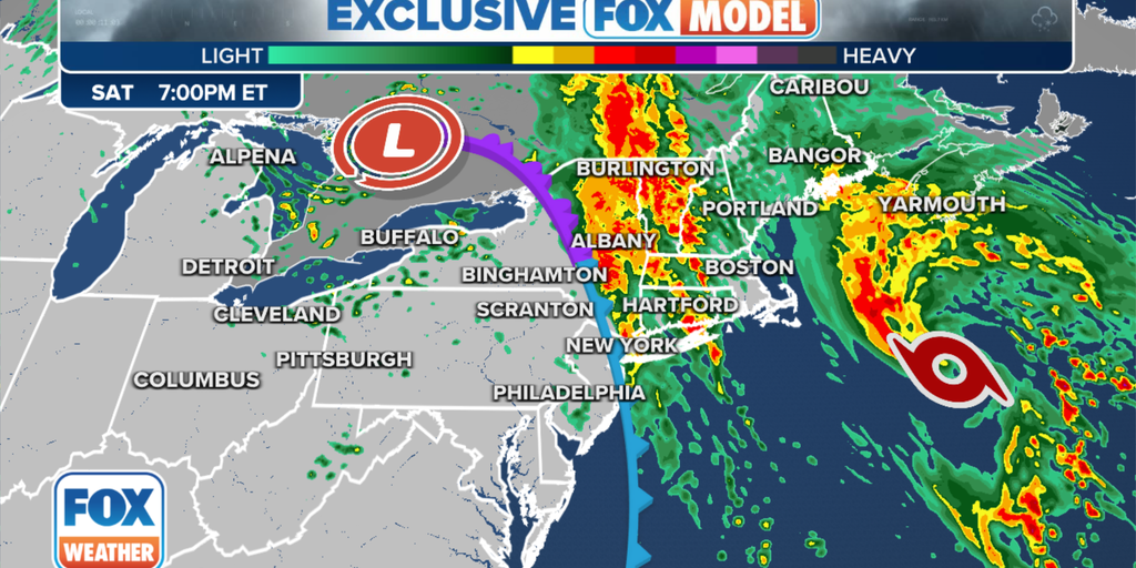Heavy rain from the cold front, the remnants of Philip, begins to affect the Northeast and New England