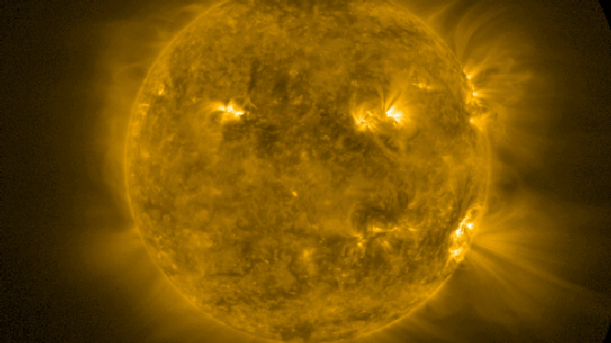 Imagery showing solar activity from the sun in 2021