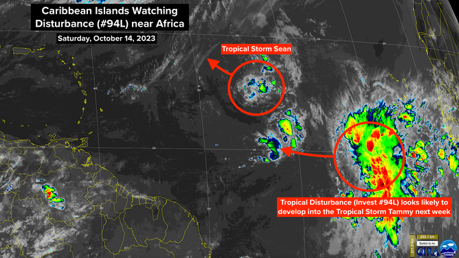 Caribbean Islands Watching Disturbance Near Africa. Oct. 14, 2023.