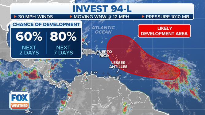 Environmental conditions are expected to remain conducive for gradual development, and a tropical depression will likely form during the next 2-3 days while the system moves westward to west-northwestward across the central and western tropical Atlantic. 