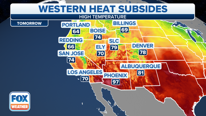 High temperatures for Sunday, Oct. 22, 2023.