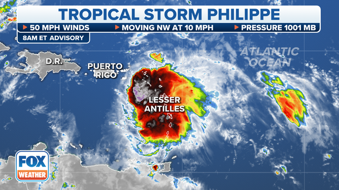 Tropical Storm Philippe's stats.