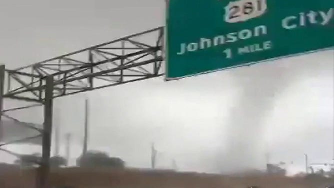 Drivers spotted what appears to be a tornado as it crossed a highway in San Antonio, Texas, on Oct. 26, 2023.