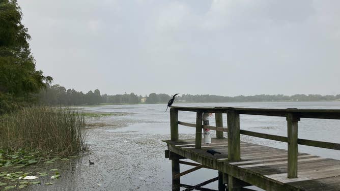Canadian wildfire smoke at Lake Underhill Park near downtown Orlando, Fla. on Oct. 3, 2023.