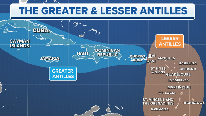 Lesser and Greater Antilles Map 
