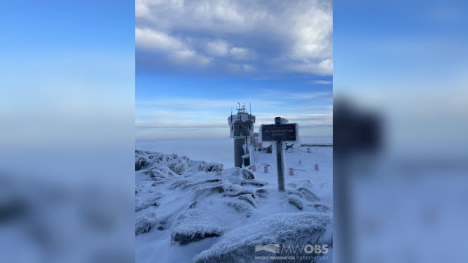 The first measurable snowfall of the season at the Mount Washington Observatory measured 4.5 inches. 