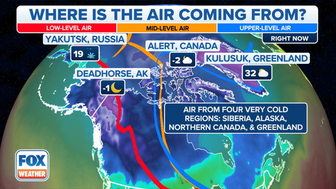 Origins of the cold air invading the U.S. in time for Halloween.