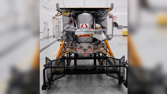 Astrobotic's Peregine Moon lander at Astrotech facilities in Florida.