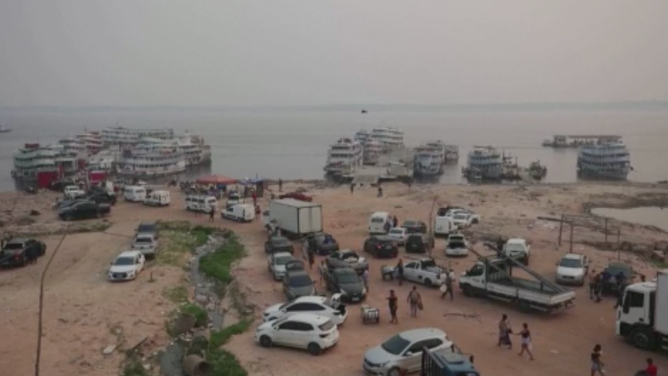 Drought conditions on the Amazon as seen from a screenshot taken from aerial video in Brazil.