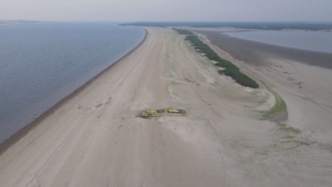 Drought conditions on the Amazon as seen from a screenshot taken from aerial video.
