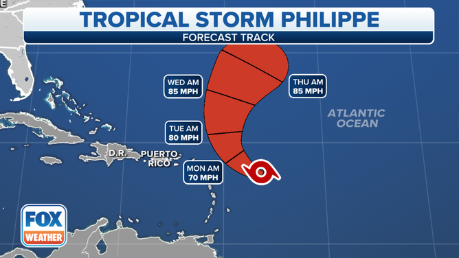 Tropical Storm Philippe's cone.