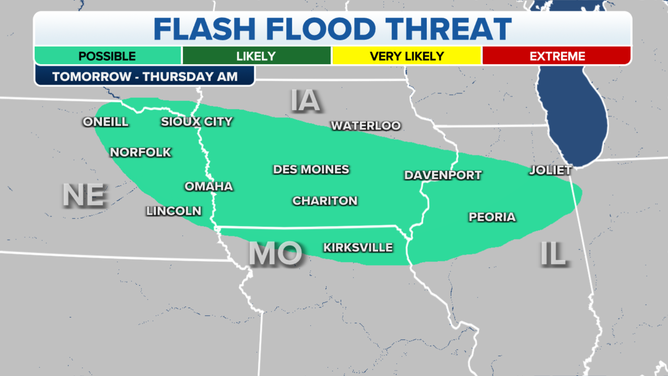 The flash flood threat on Wednesday, October 11, 2023.