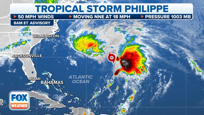 Tropical Storm Philippe's stats.