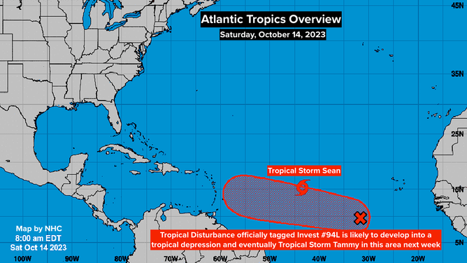 Atlantic Tropics Overview. Oct. 14, 2023.
