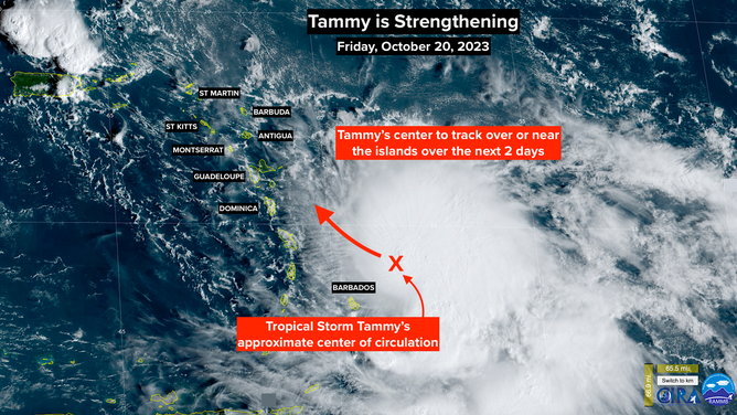 There is a strong consensus among the various computer forecasts that the center of Tammy will track over or just east of the northeastern Caribbean islands over the next two days and slowly pull away to the north by late Saturday.