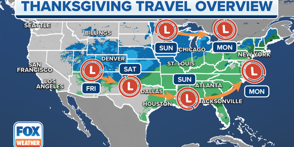 Post-Thanksgiving travel timeline: Where weather across the US could impact flights, roads through the weekend