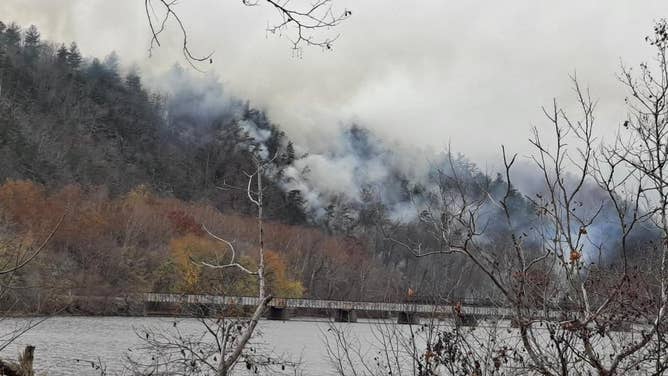 View of Matts Creek Fire from the James River Face Foot Bridge from Friday afternoon. Nov. 17, 2023.