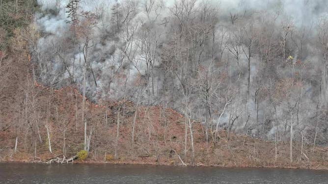 View of Matts Creek Fire from the James River Face Foot Bridge from Friday afternoon. Nov. 17, 2023.