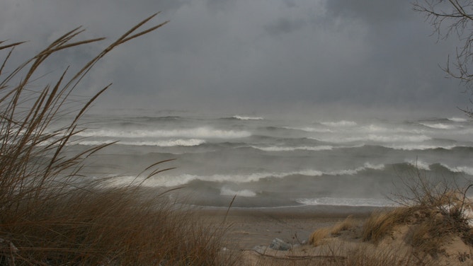 Winter waves at Lake View at Indiana Dunes National Park.