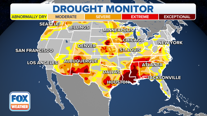 The U.S. Drought Monitor conditions as of Nov. 7, 2023.