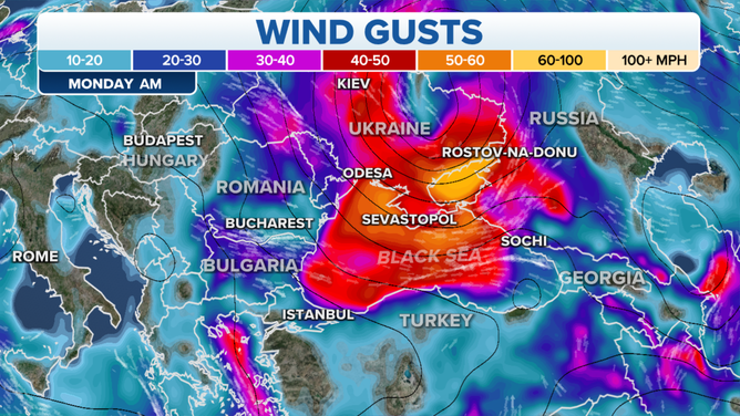 Eastern Europe winds gusts