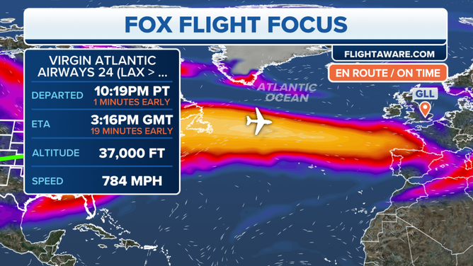 The Fox Flight Focus for Virgin Atlantic flight 24 on Tuesday, October 31, 2023.