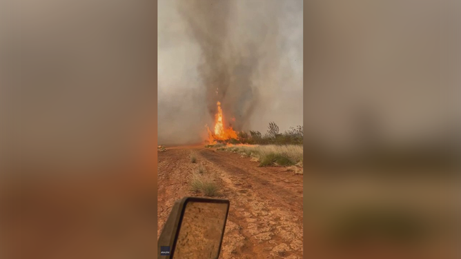 A firenado was spotted moving across burning farmland in Australia at the end of October.