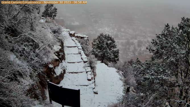 A snowy morning at Grand Canyon National Park. Nov. 30, 2023.