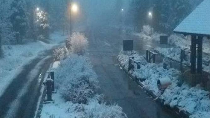 A snowy morning at Grand Canyon's South Entrance Station. Nov. 30, 2023.