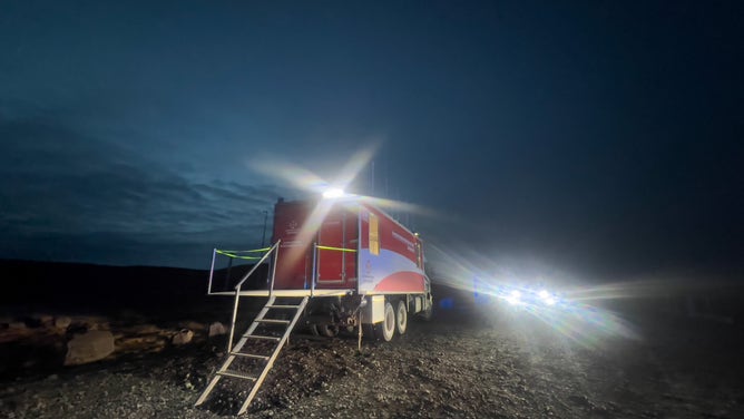 GRINDAVIK, ICELAND - NOVEMBER 12: Emergency workers outside Grindavik on November 12, 2023 in Grindavik, Iceland. Iceland has declared a state of emergency after a series of earthquakes with authorities ordering thousands of people to leave the southwestern town of Grindavík as a precaution.The Icelandic Meteorological Office (IMO) has said there was a considerable risk of a volcanic eruption. (Photo by Micah Garen/Getty Images)