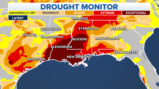 Latest drought conditions in the Gulf states.