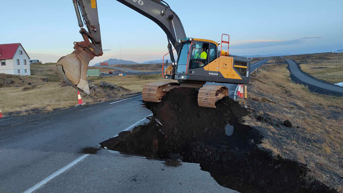 Several roads in and around Grindavik, Iceland, have been damaged due to large cracks that have formed.