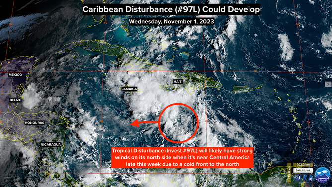 NOAA satellite image of Invest 97L