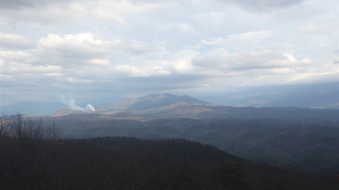 A view of the Rich Mountain Road Fire in Great Smoky Mountain National Park.