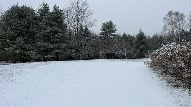 Snow is seen in Littleton, New Hampshire, on Thursday, November 9, 2023.