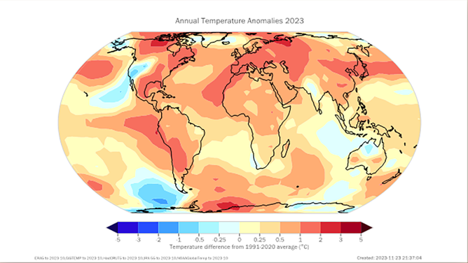 Here's a look at the temperature anomalies observed in 2023.