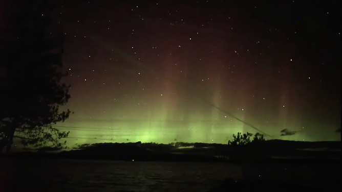 Aurora lights over Mt. Katahdin, Maine.