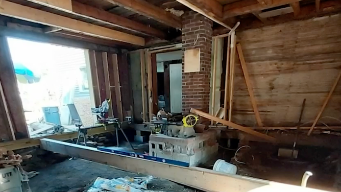 Part of Cloutier's home, as it is being rebuilt and renovated.