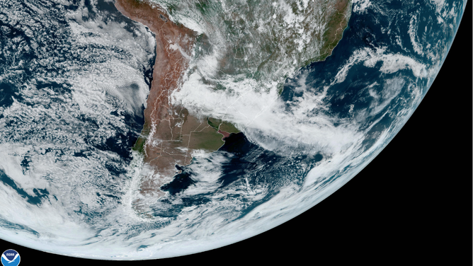 NOAA's GOES East satellite view of southern Brazil on Nov. 22, 2023. 