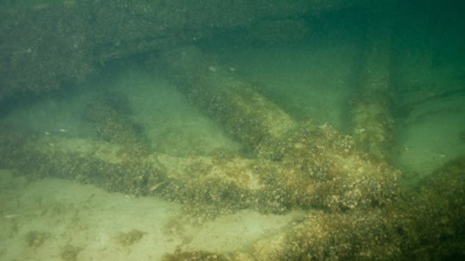 A portion of the sunken Car Ferry No. 2.